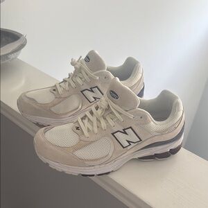 New Balance 2002r Beige, Red, & Blue Athletic Shoes